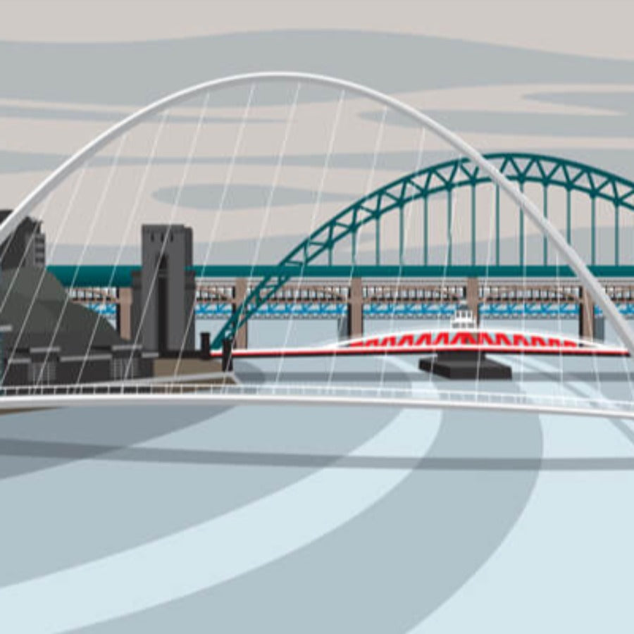 Gateshead Millenium Bridge by Ian Mitchell | Limited edition print for sale at The Biscuit Factory Newcastle 