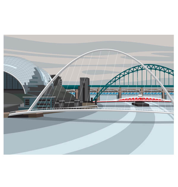 Gateshead Millenium Bridge by Ian Mitchell | Limited edition print for sale at The Biscuit Factory Newcastle