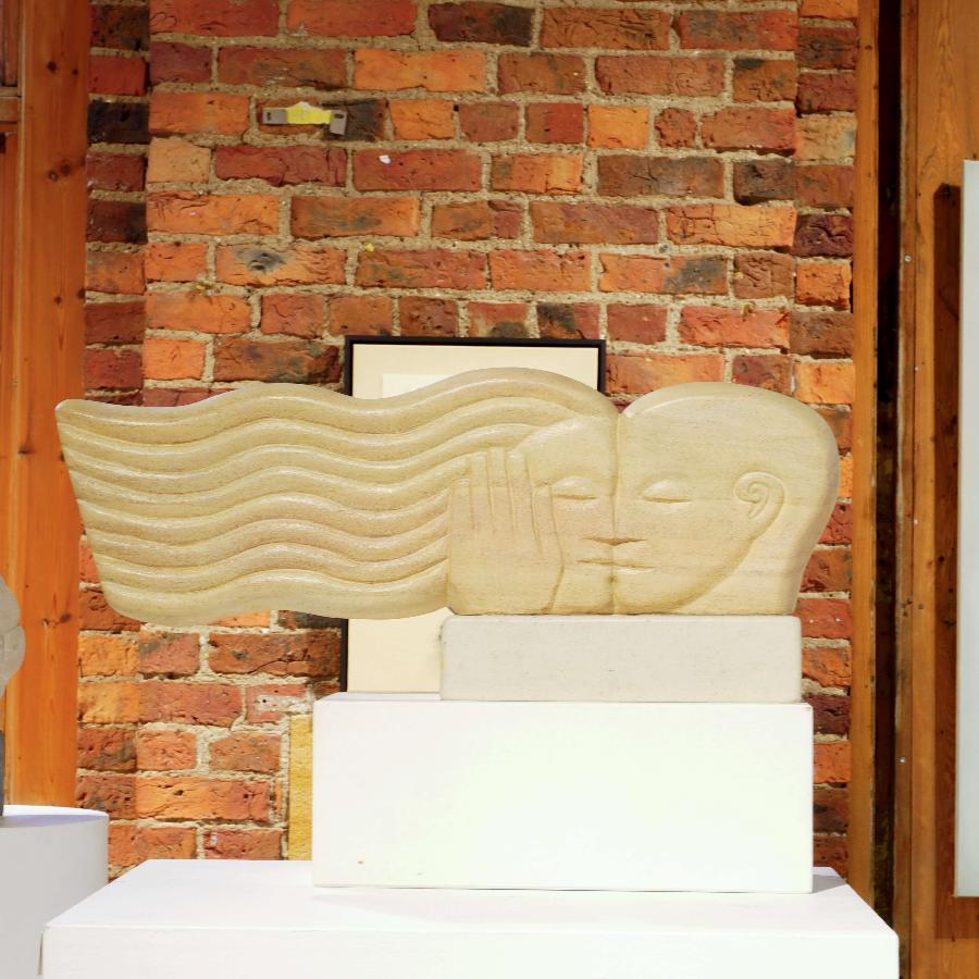 Kiss by Danny Clahane | Contemporary Handcarved Stone and Marble Sculptures for sale at The Biscuit Factory Newcastle 