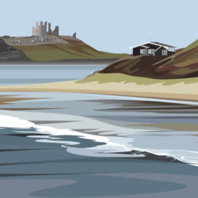 Low Newton To Dunstanburgh by Ian Mitchell | Limited edition print for sale at The Biscuit Factory Newcastle