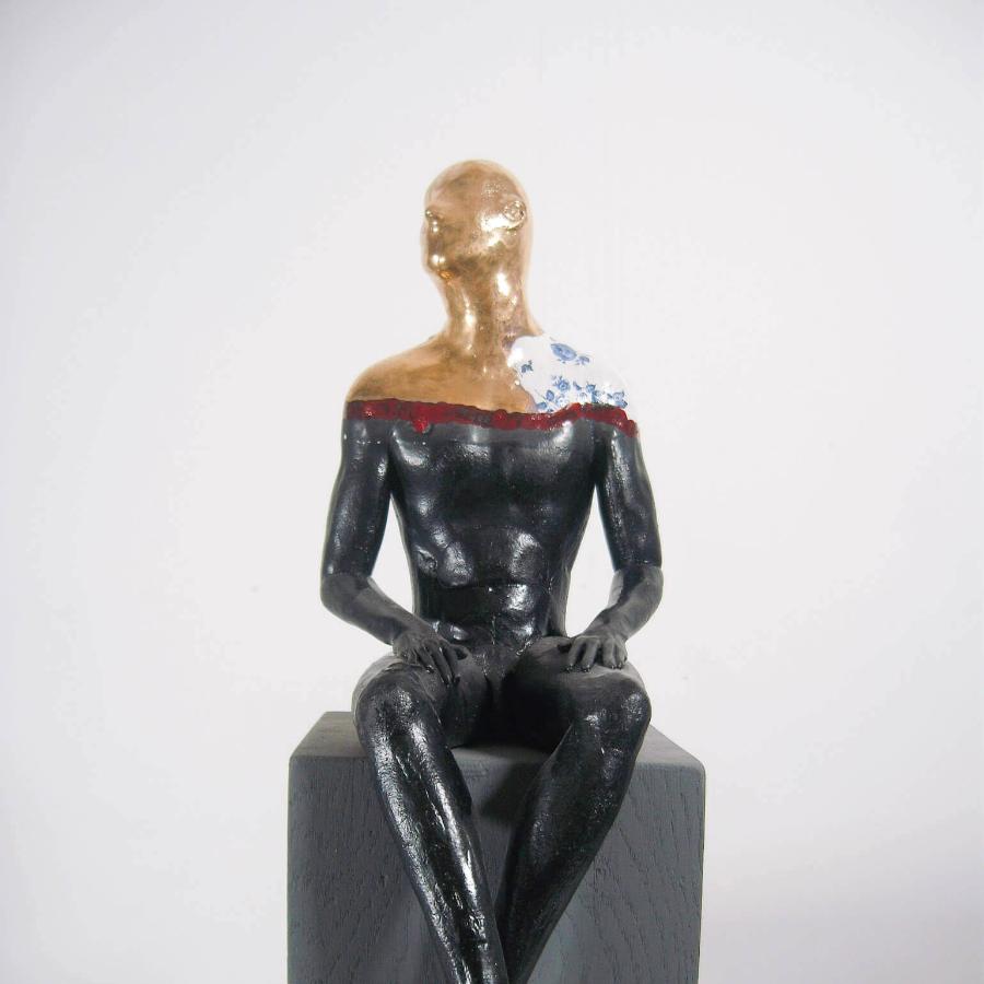 Seated Male Nude by Pierre Williams | Contemporary ceramic sculptures for sale at The Biscuit Factory Newcastle 