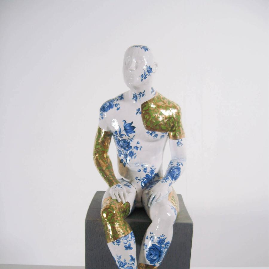 Seated Male Nude by Pierre Williams | Contemporary Sculpture for sale at The Biscuit Factory Newcastle 