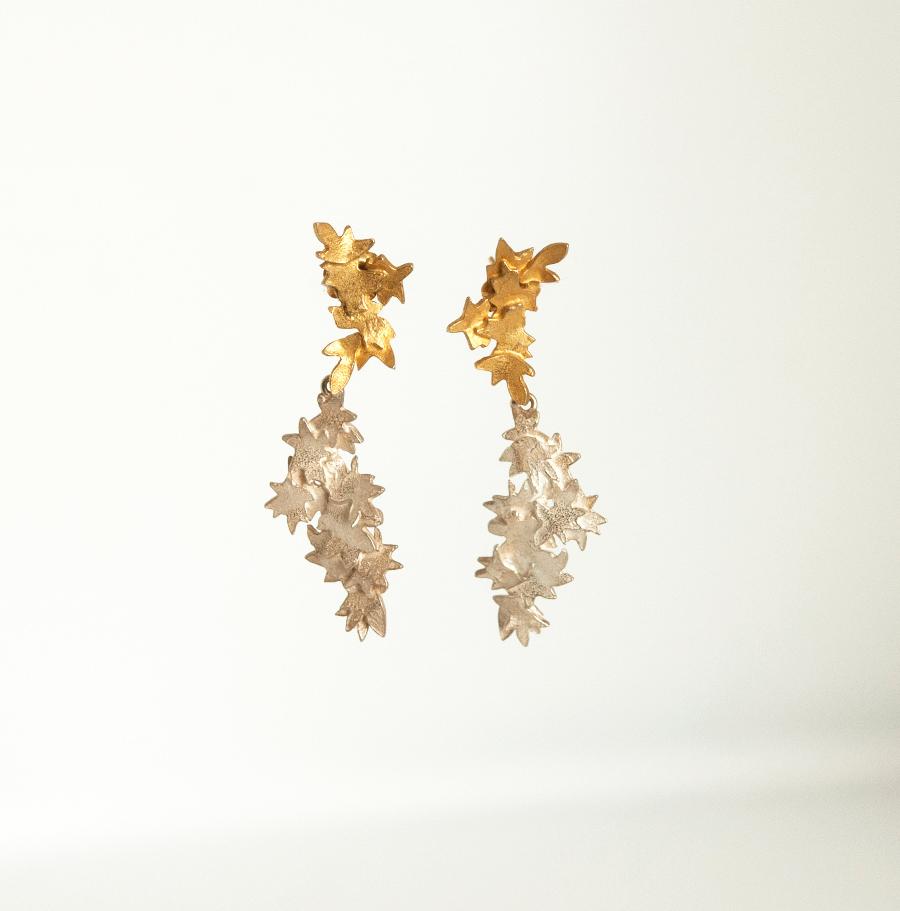 Multi Garland Earrings - Silver and Gold | Contemporary Jewellery by Fiona McAlear for sale at The Biscuit Factory 