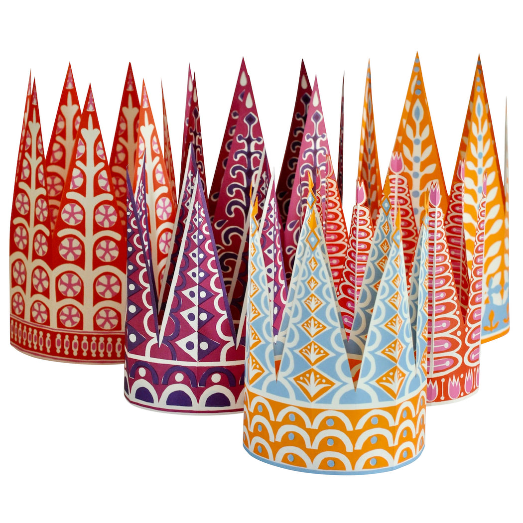 Paper Crowns Kit by Cambridge Imprint | Crafting Set of 6 paper crowns for folk inspired Christmas for sale at The Biscuit Factory Newcastle 
