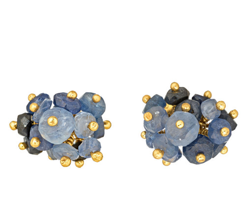 Pompom Earrings - Sapphire by Kate Wood | Contemporary jewellery for sale at The Biscuit Factory Newcastle