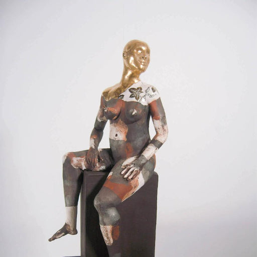 Seated Female Nude on Plinth by Pierre Williams | Original Ceramic sculpture for sale at The Biscuit Factory 