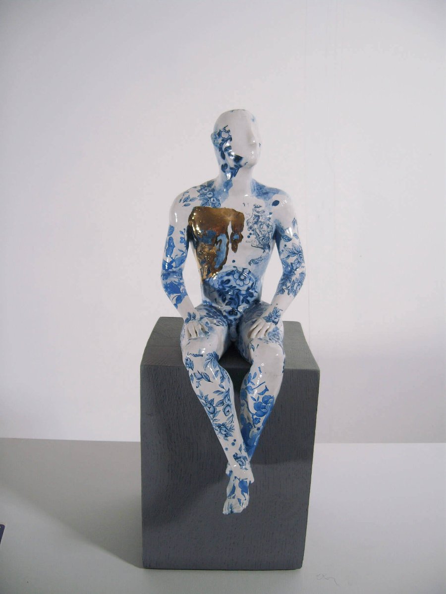 Seated Male Nude by Pierre Williams | Original ceramic sculpture for sale at The Biscuit Factory Newcastle 