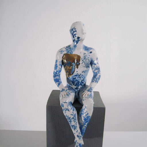 Seated Male Nude by Pierre Williams | Original ceramic sculpture for sale at The Biscuit Factory Newcastle 