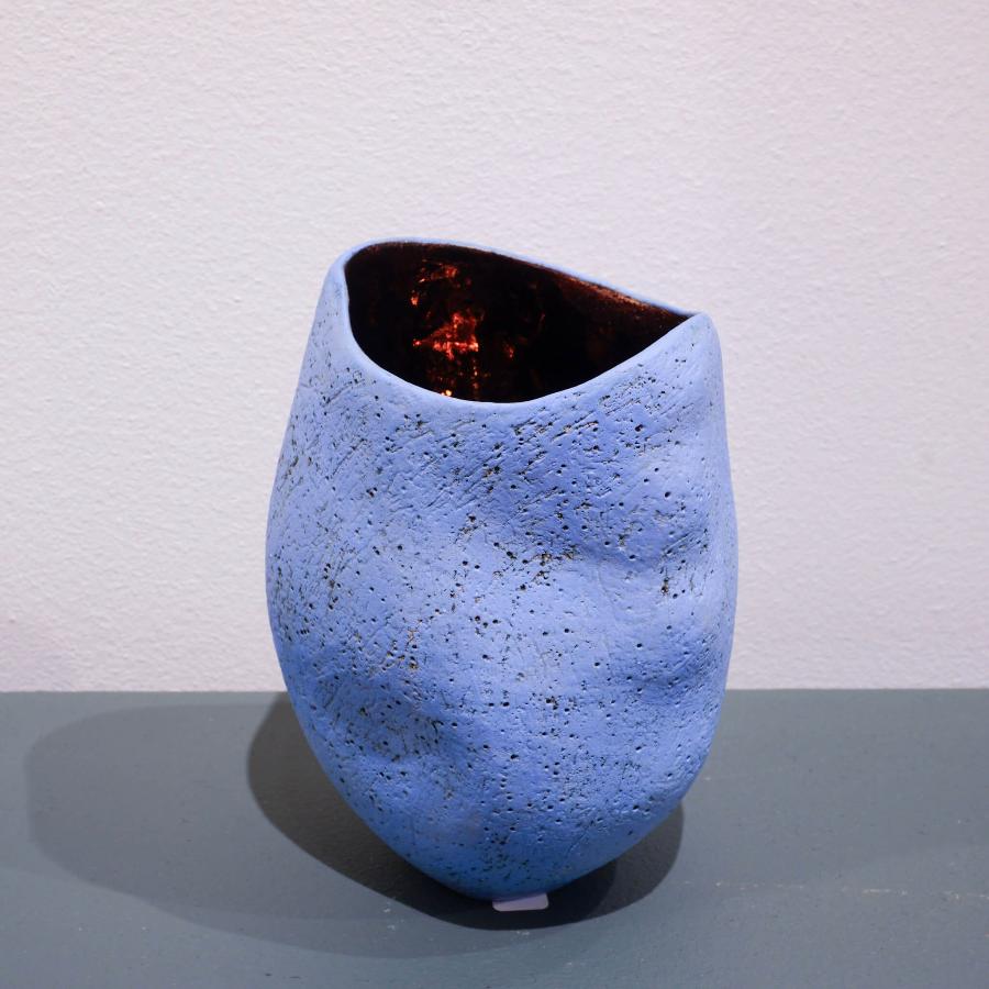 Sky and Bronze Vessel by Katie Braida | Glazed Ceramic Vessel for sale at The Biscuit Factory Newcastle 