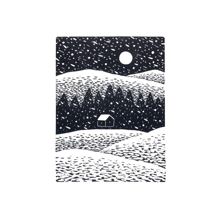 Snowfall by Jay Caskie | Limited edition Wood engraving for sale at The Biscuit Factory Newcastle 