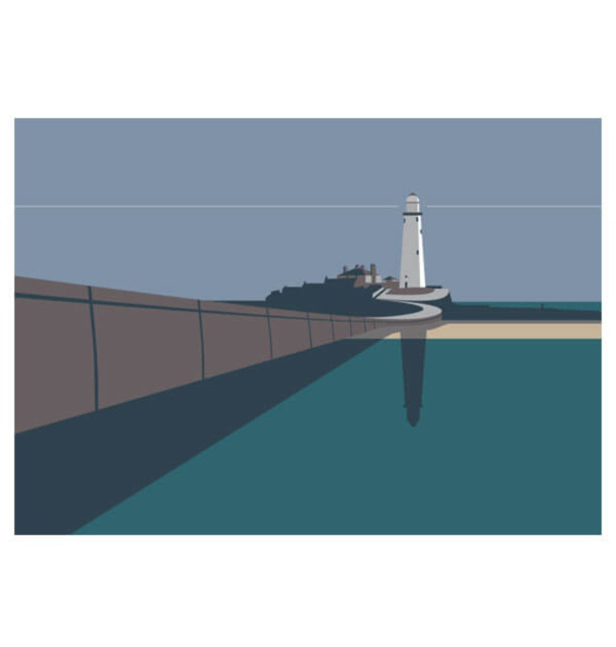 St Mary's Lighthouse by Ian Mitchell | Limited edition Giclée Print for sale at The Biscuit Factory Newcastle