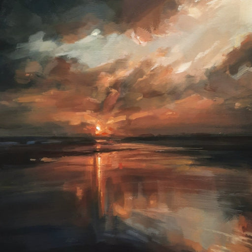 Terracotta Skies by Kirsty Whyatt | Original landscape painting for sale as part of the New Light Art Prize