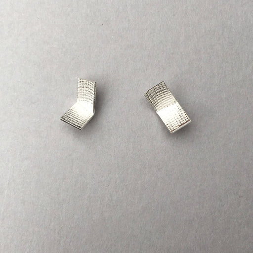 Textured Silver Rectangle Studs by Annabet Wyndham | Contemporary Jewellery for sale at The Biscuit Factory Newcastle 