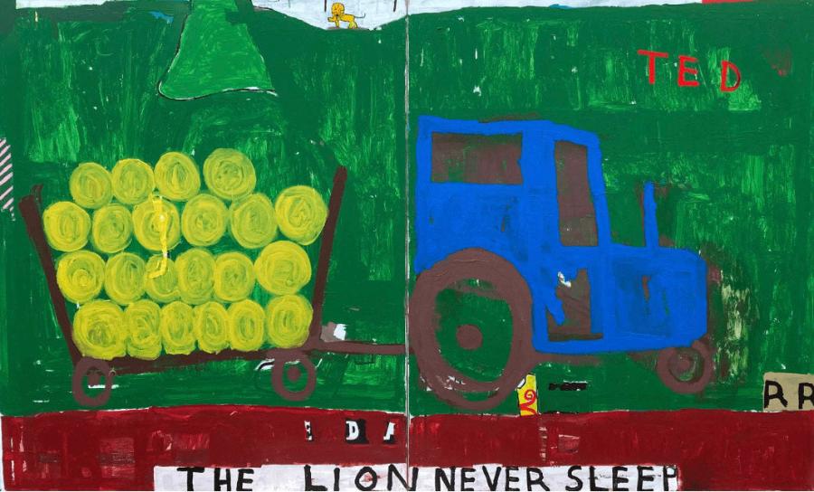 The Lion Never Sleeps by Richard Rainey | Contemporary Painting for sale at The Biscuit Factory Newcastle 