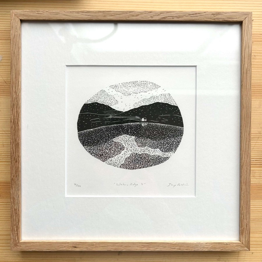 Waters Edge 4 by Jay Caskie | Contemporary Wood Engraving for sale at The Biscuit Factory Newcastle