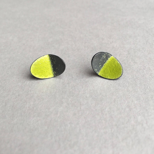 Texture Oval Fold Studs by Annabet Wyndham | Contemporary Jewellery for sale at The Biscuit Factory Newcastle 