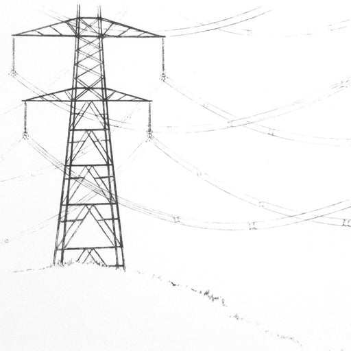 Power Lines by Alan Stones, a lithograph print of power lines. | Original art for sale at The Biscuit Factory Newcastle